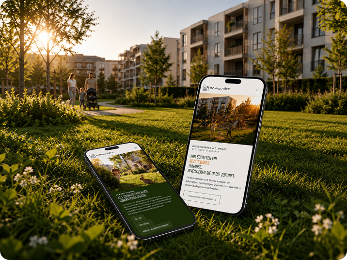 Website-Projekt für einen Bauträger – Apartment-Rendering auf dem Smartphone